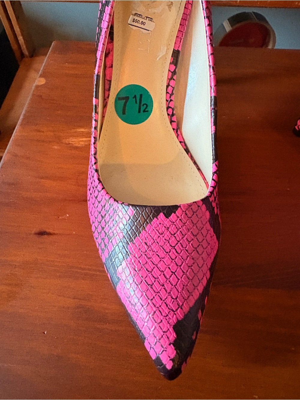Nine West Tatiana Pump Pink Snake-Print Pointed Toe High Heels - Picture 8 of 11